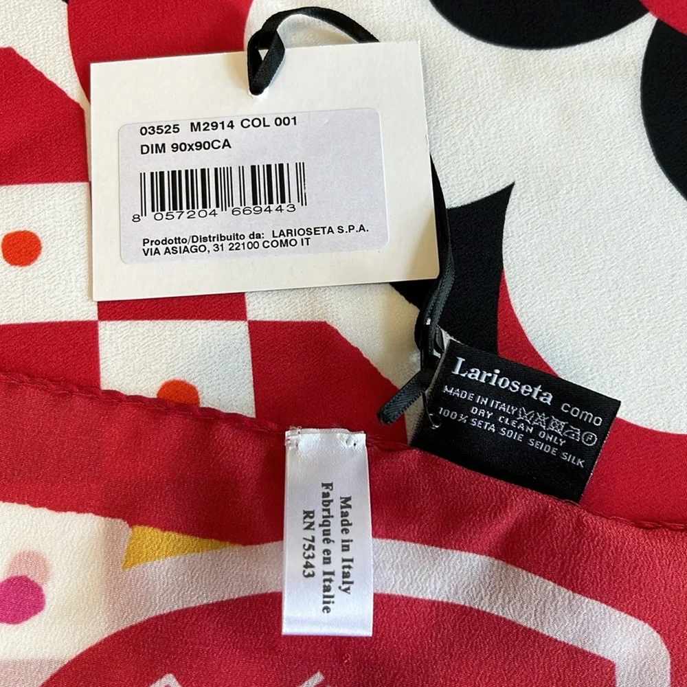 Moschino Boutique Silk Scarf Hearts Made in Italy NWT - Picture 9 of 9